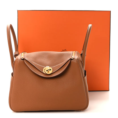 Hermes Taurillon Clemence Lindy 26 Gold 11 of 11