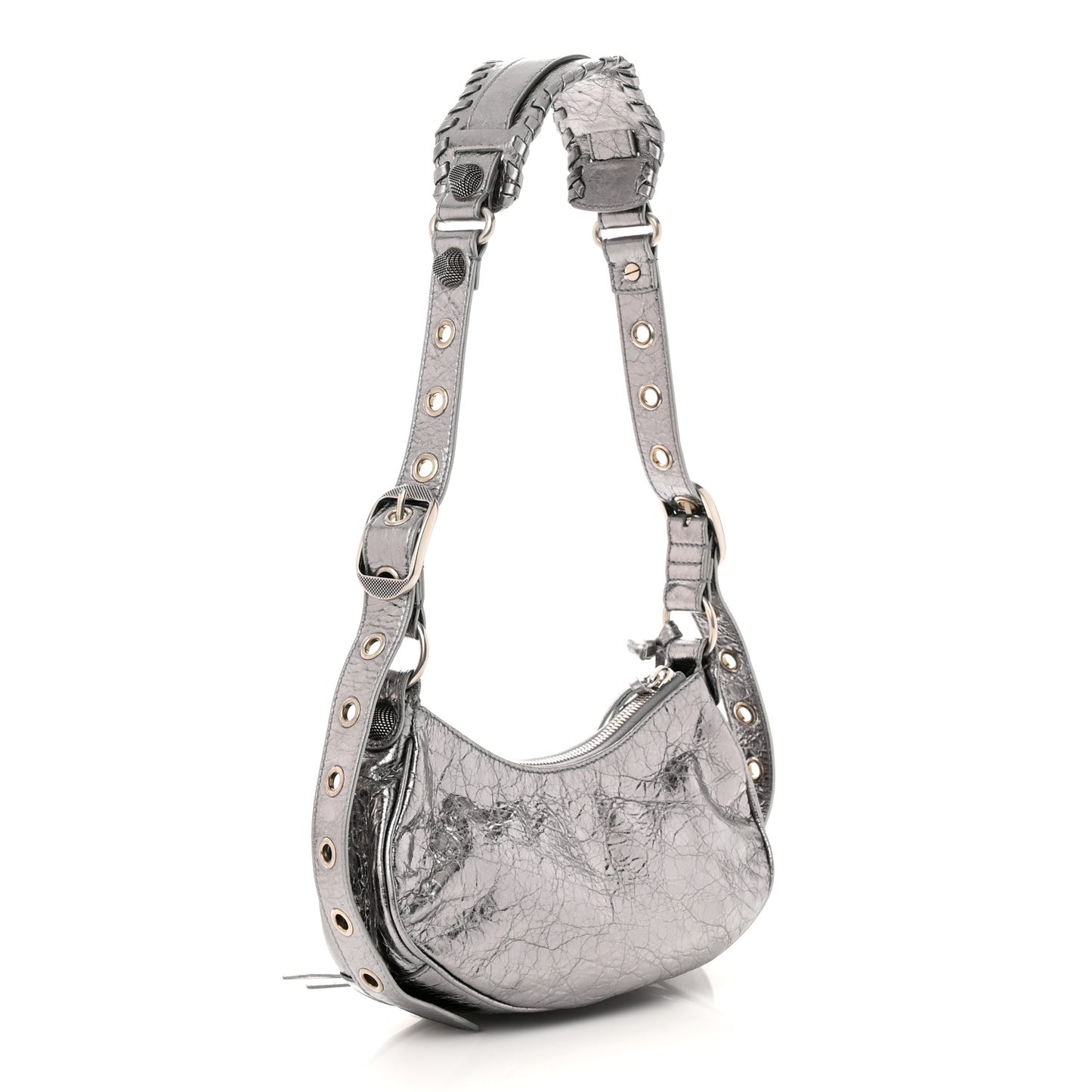 Metallic Agneau Arena Le Cagole Shoulder Bag XS Silver