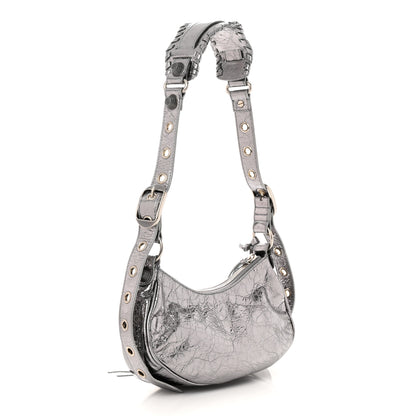 Balenciaga Metallic Agneau Arena Le Cagole Shoulder Bag XS Silver 3 of 10