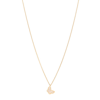 Van Cleef & Arpels 18K Yellow Gold Mother of Pearl Sweet Alhambra Butterfly Pendant Necklace 1 of 5