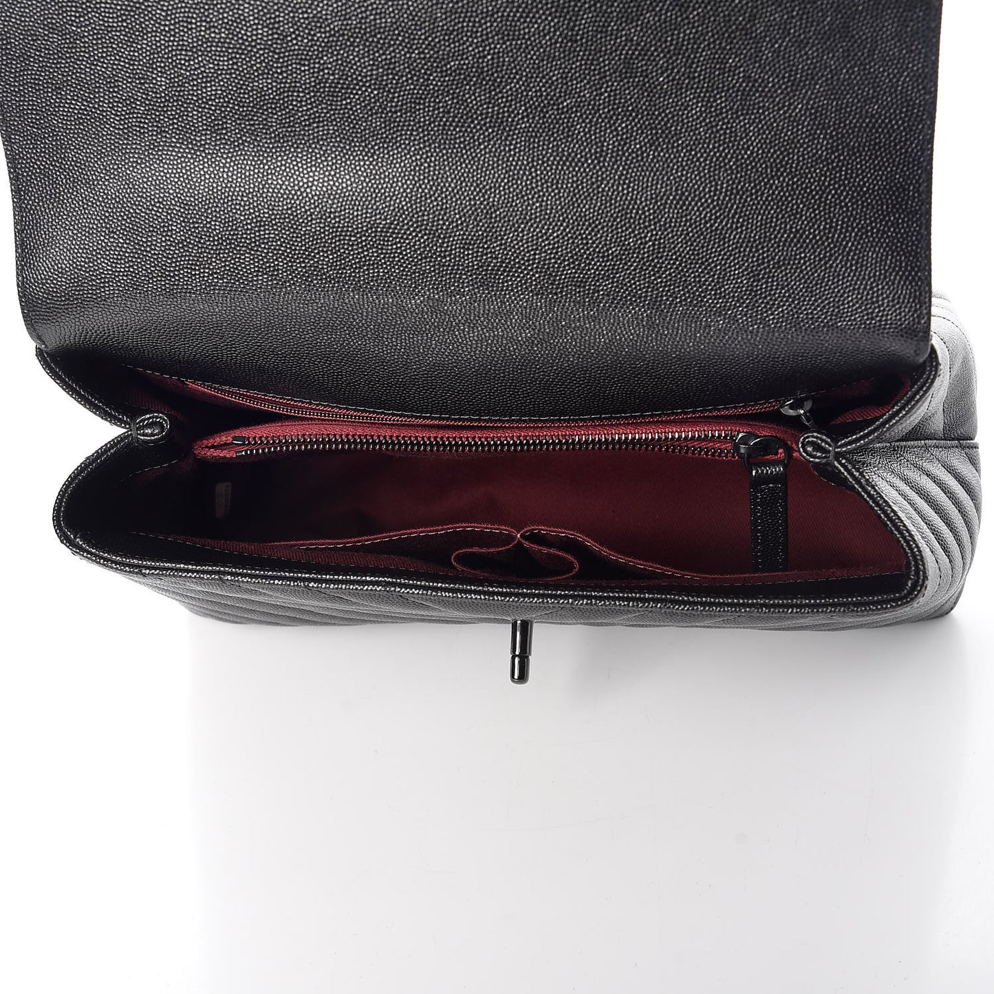 Caviar Chevron Quilted Small Coco Handle Flap So Black
