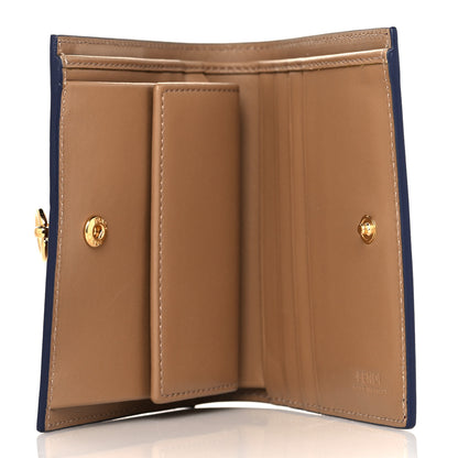 Fendi Vitello Liberty Vitello Century Bi-Color By The Way Compact Bi-Fold Wallet Bordeaux Sand 5 of 7