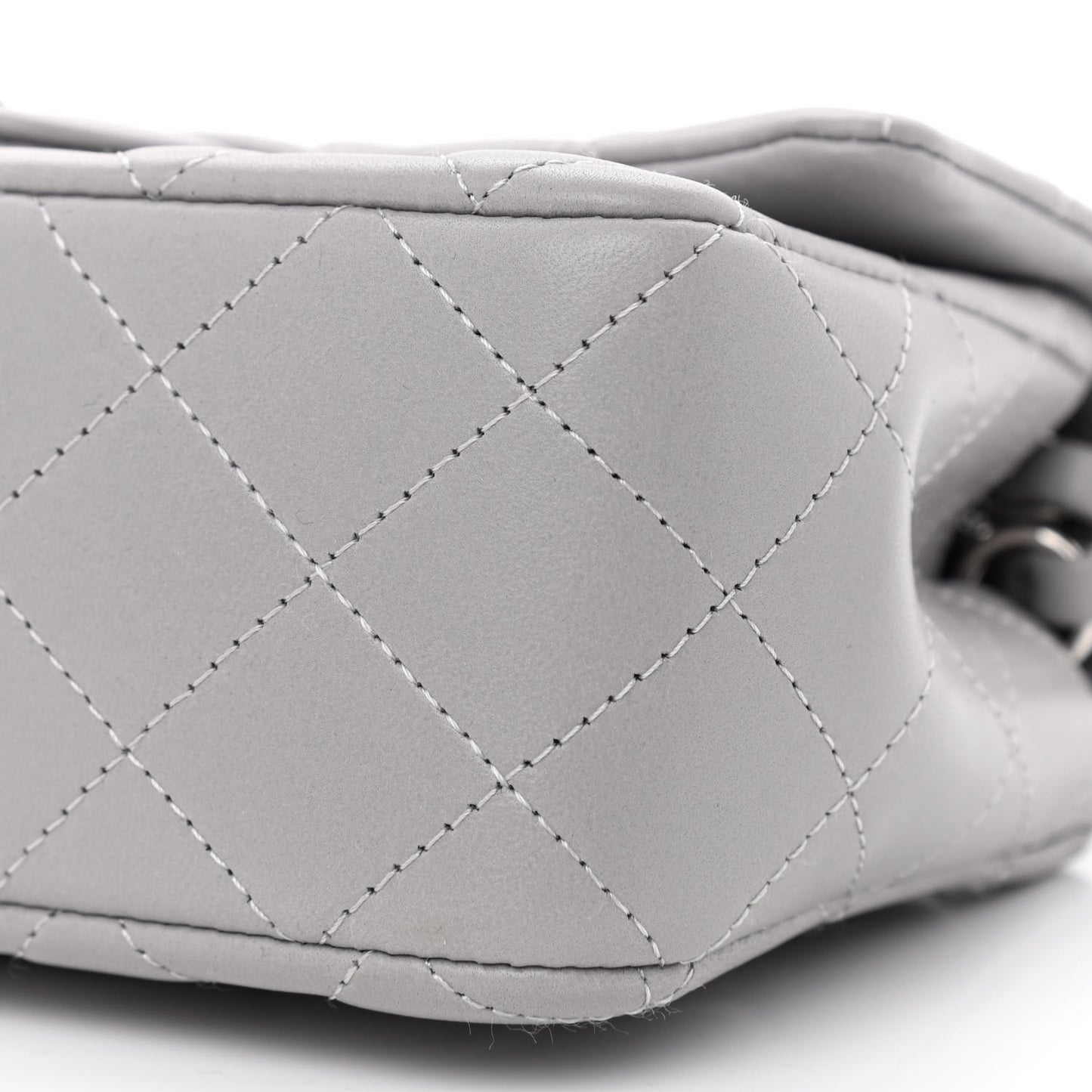 Lambskin Quilted Mini Rectangular Flap Grey