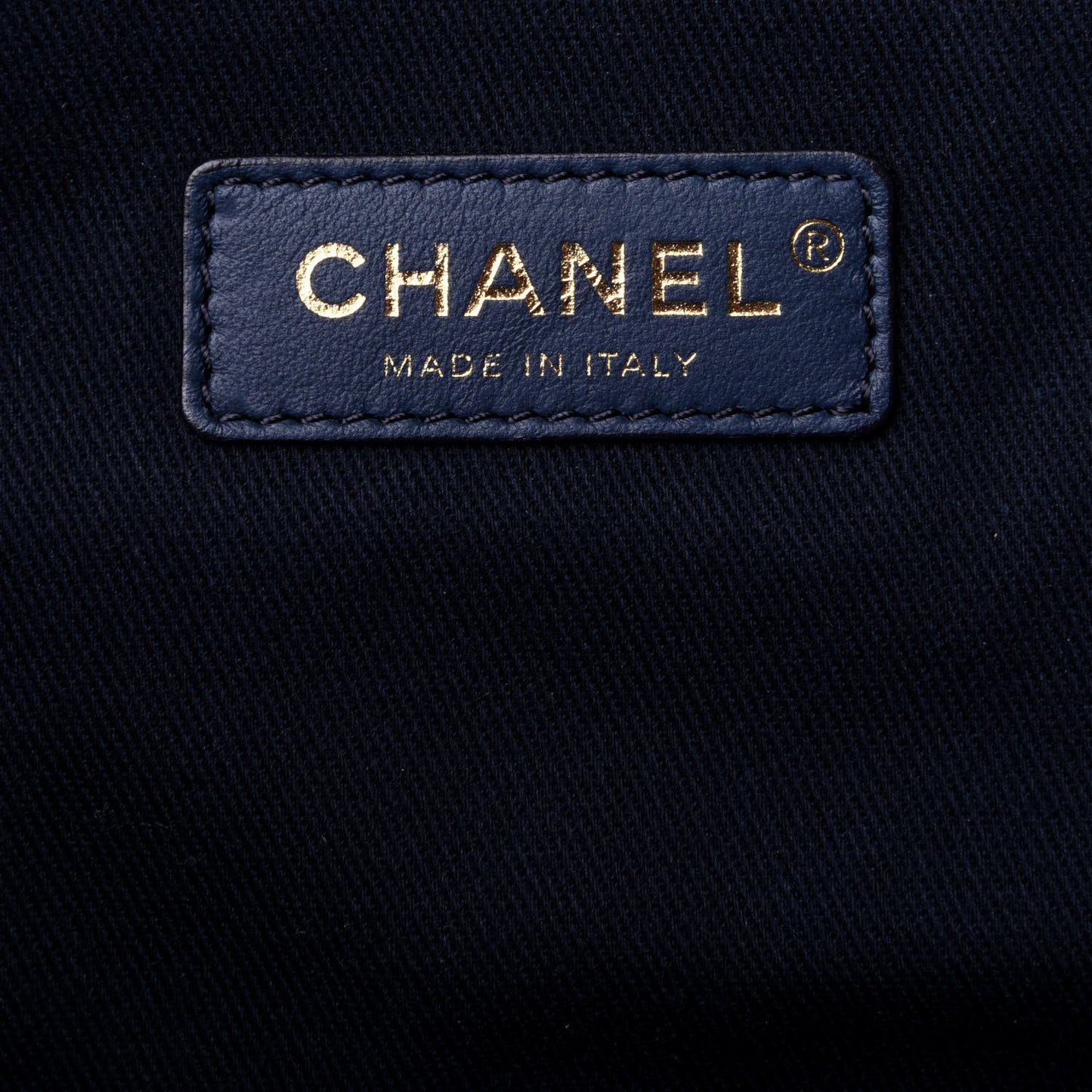 Lurex Canvas Small Deauville Tote Navy Blue Gold