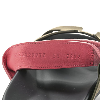 Hermes Suede Goatskin Womens Chypre Sandals 38 Toundra Rose Du Desert 8 of 9