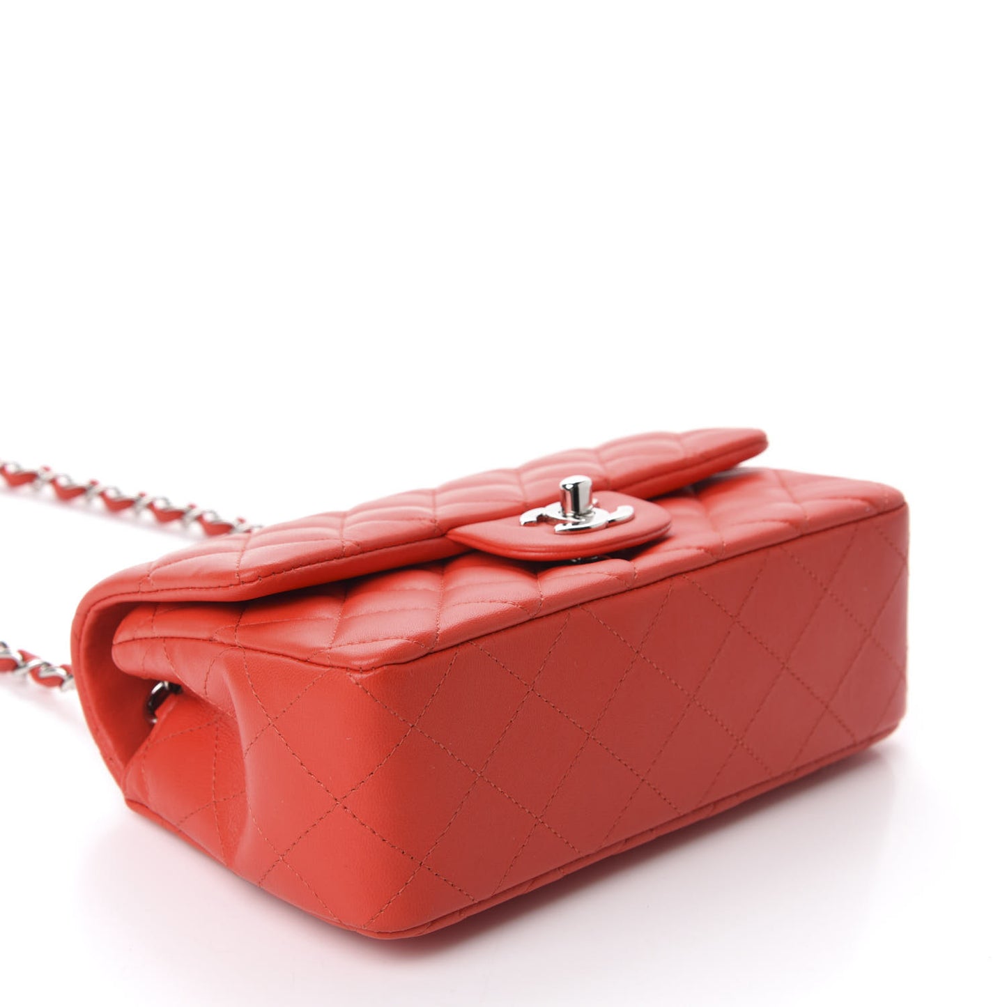 Lambskin Quilted Mini Rectangular Flap Red
