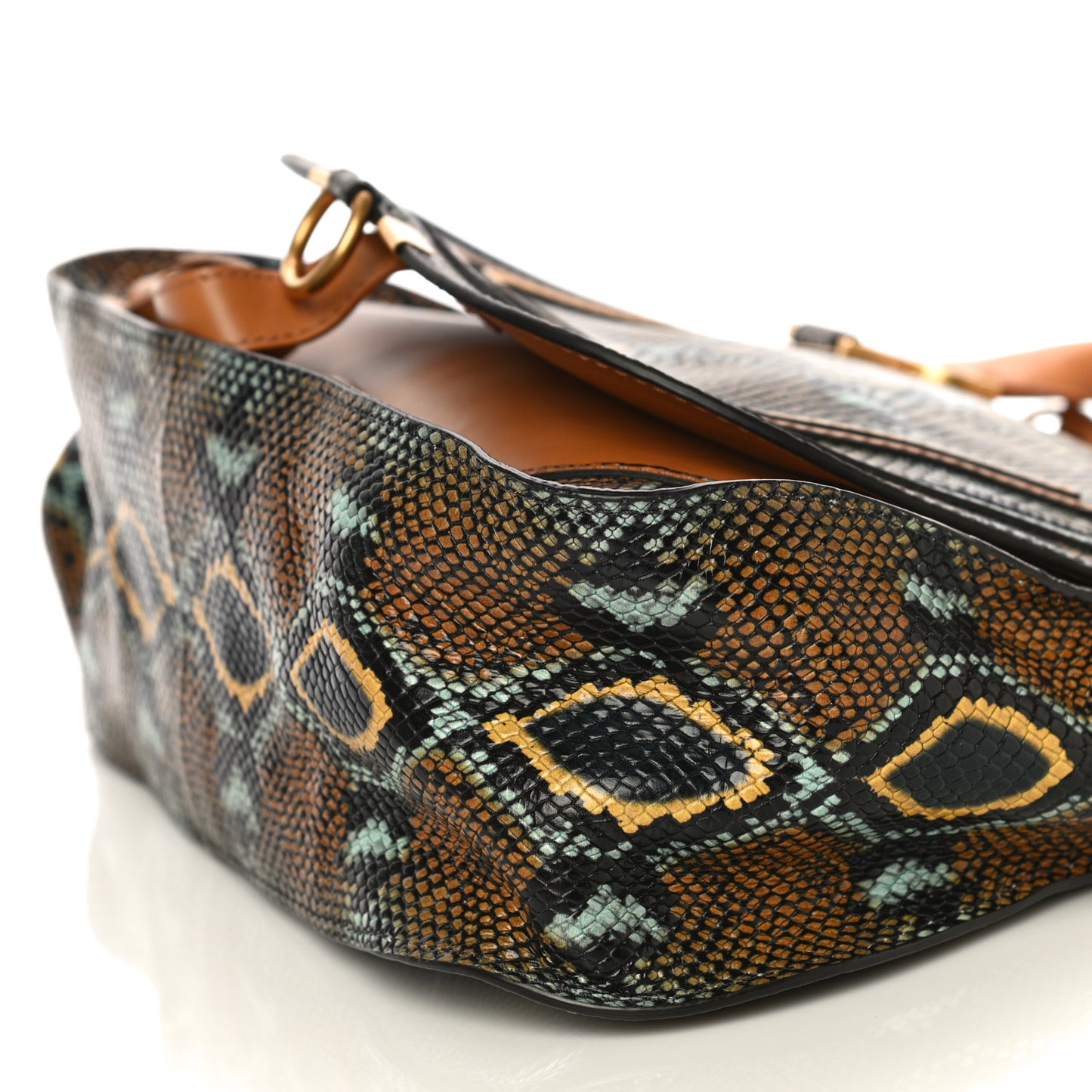 Snakeskin Calfskin Embossed Medium Marcie Satchel Multicolor