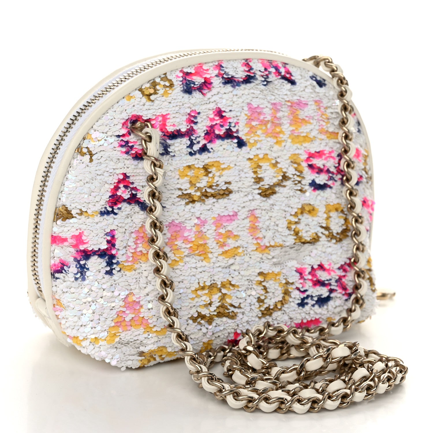 Chanel Sequin Logo CC Crossbody Bag White Multicolor 3 of 10