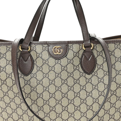 Gucci GG Supreme Monogram Textured Calfskin Medium Ophidia Shoulder Tote Bag Beige Ebony New Acero 8 of 11