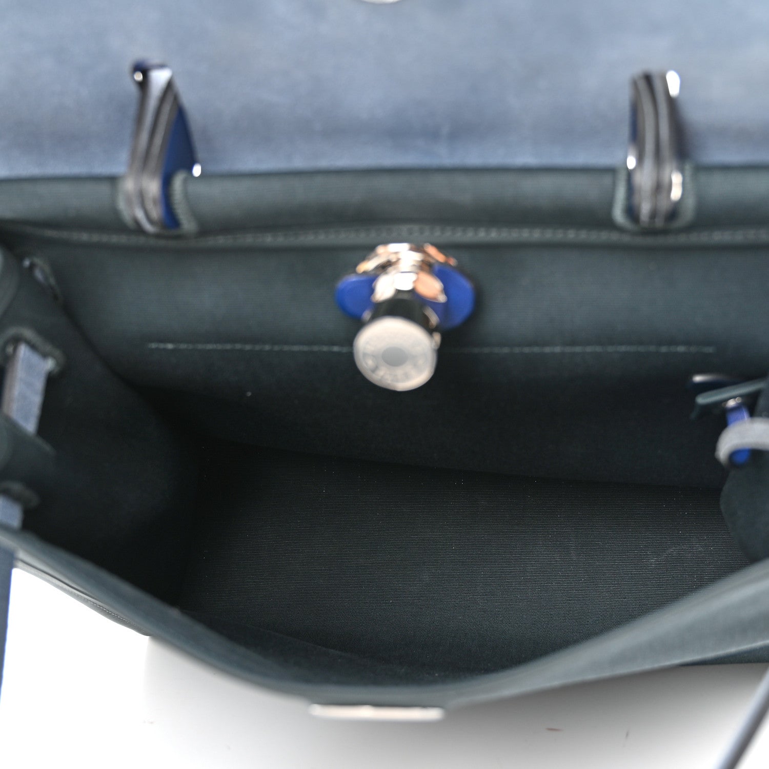 Hermes Vache Hunter Toile Herbag Zip 31 PM Vert Cypress Bleu Saphir 6 of 10