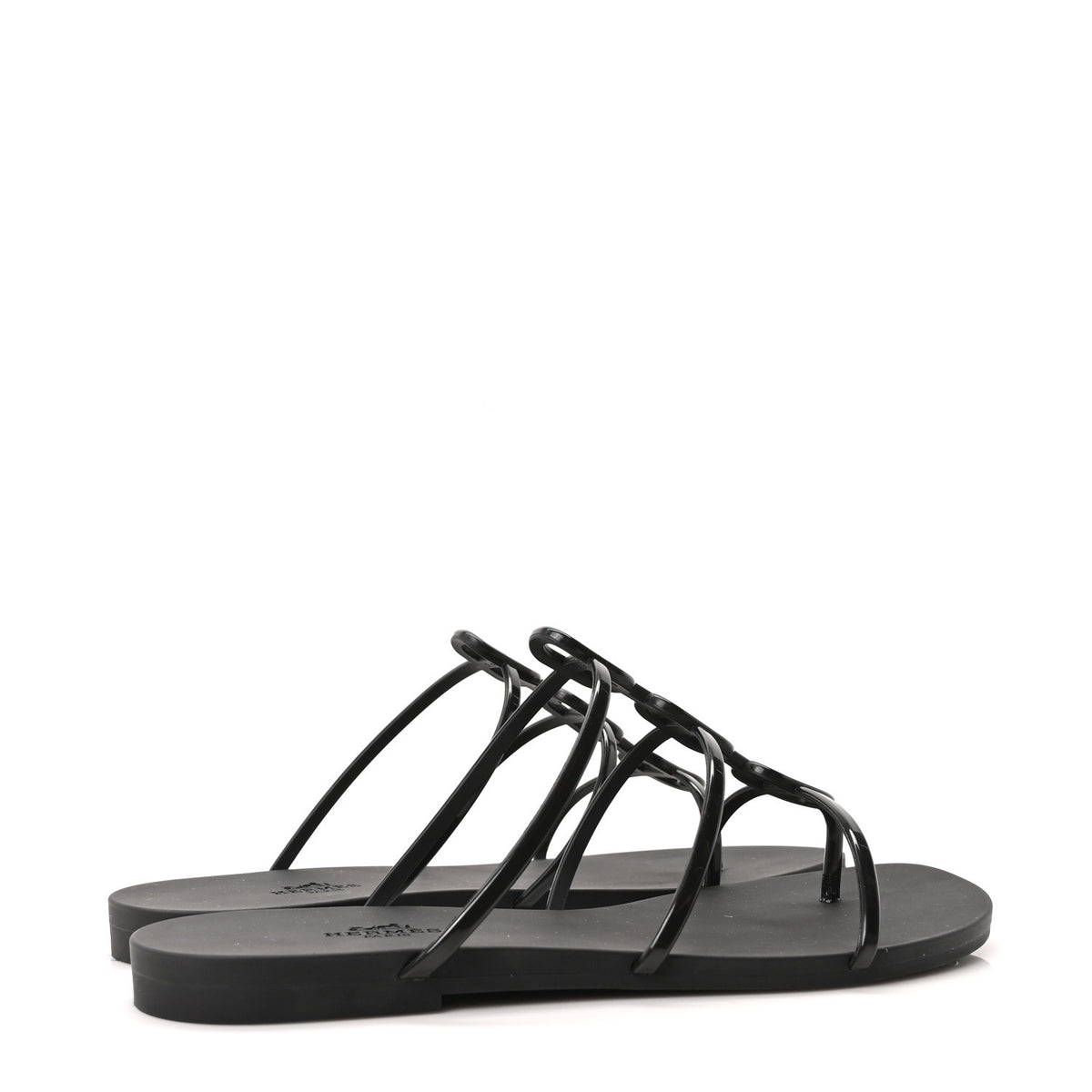 Hermes Rubber Womens Mykonos Sandals 39 Black 5 of 9
