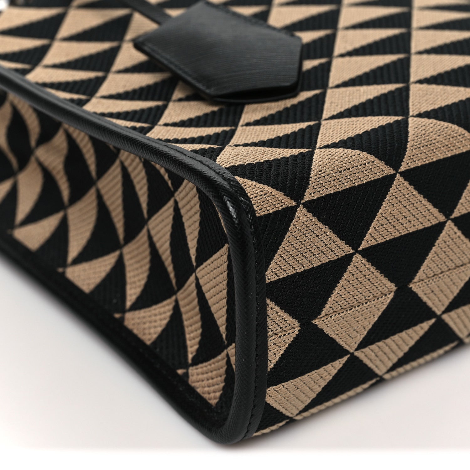 Prada Jacquard Saffiano Triangolo Symbole Embroidered Small Tote Black Corda 8 of 10