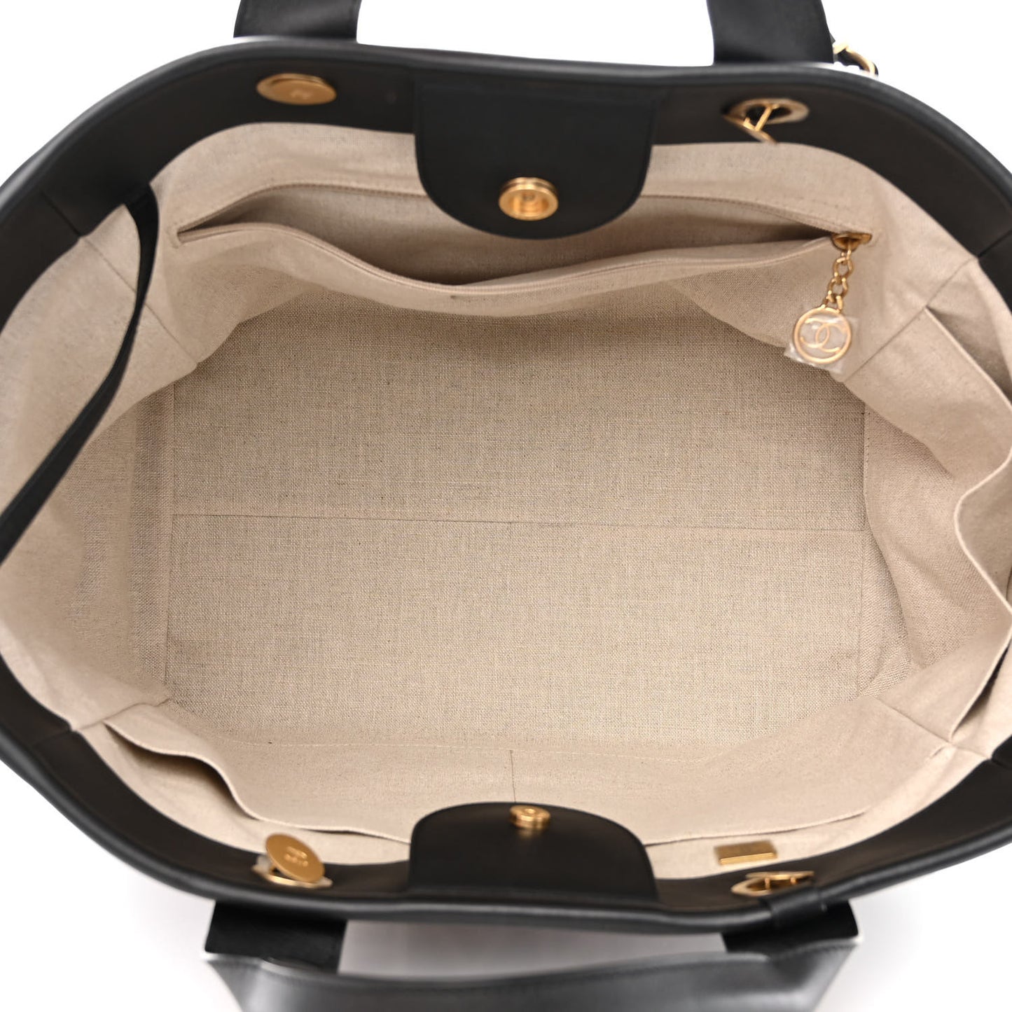 Calfskin Medium Deauville Tote Black Multicolor