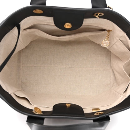 Chanel Calfskin Medium Deauville Tote Black Multicolor 6 of 16