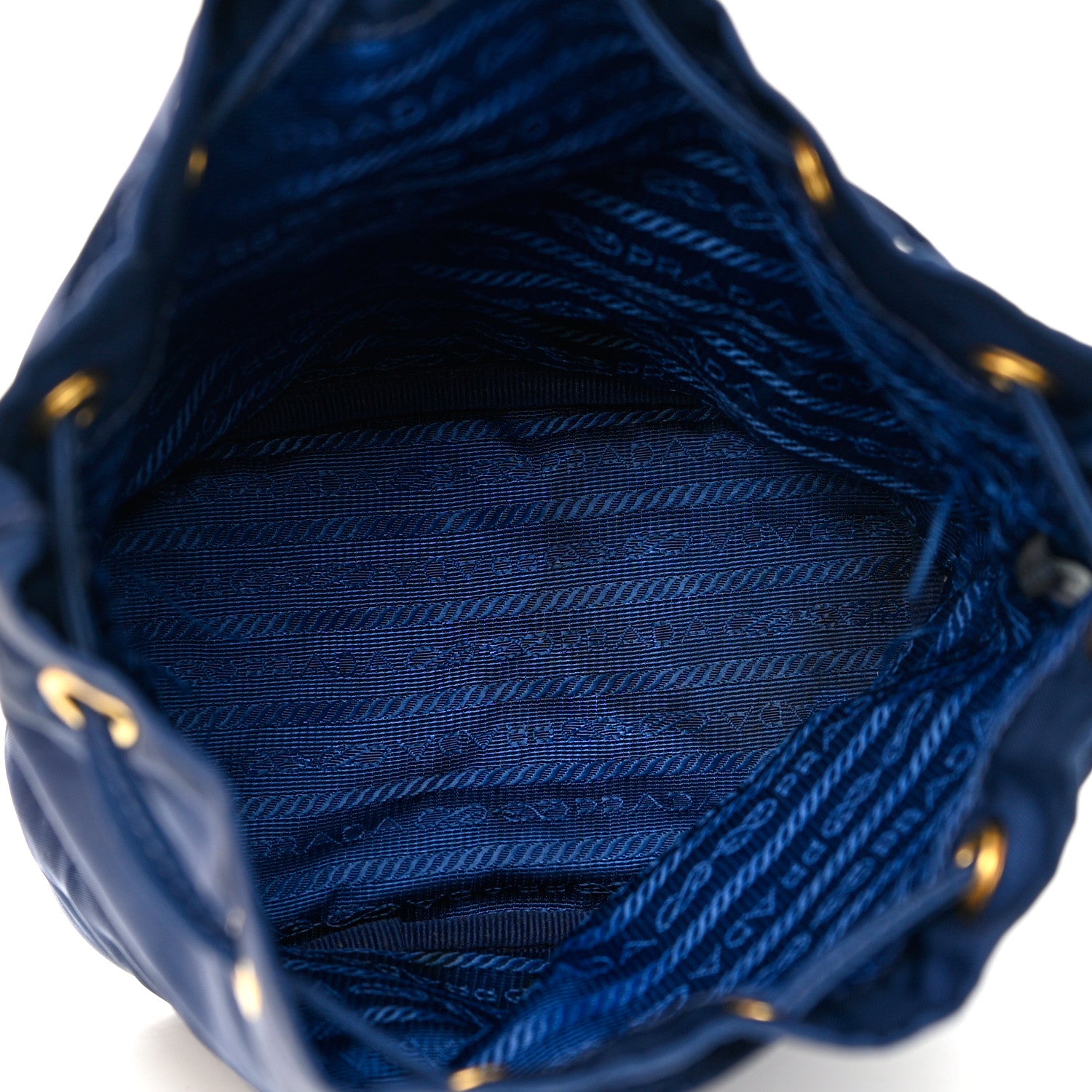 Prada Saffiano Tessuto Nylon Vela Bucket Wristlet Blue 5 of 16