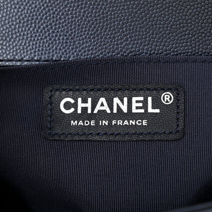Chanel Metallic Caviar Quilted Medium Boy Flap Navy 5 of 8