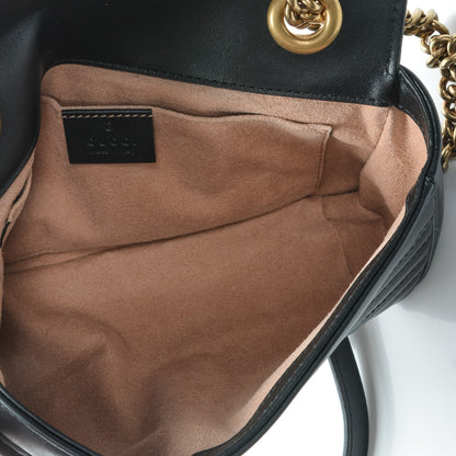 Gucci Calfskin Matelasse Mini GG Marmont Shoulder Bag Black 5 of 7