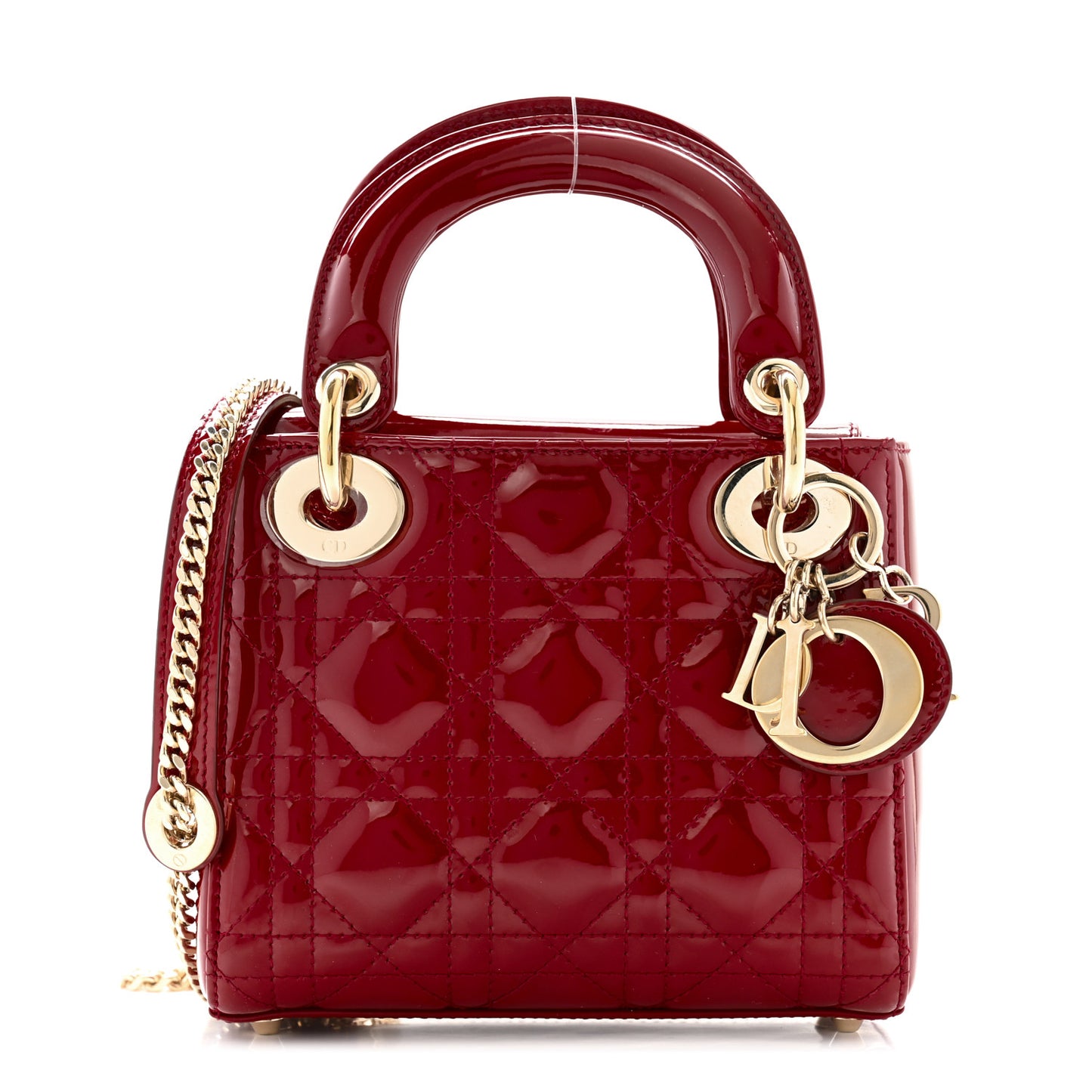 Patent Cannage Mini Lady Dior Red