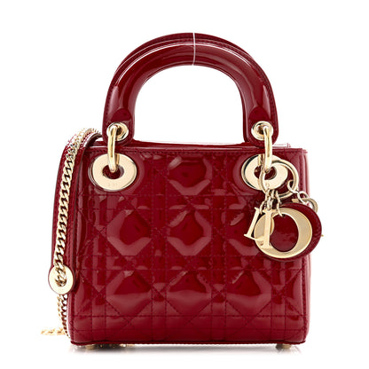 Christian Dior Patent Cannage Mini Lady Dior Red 1 of 10