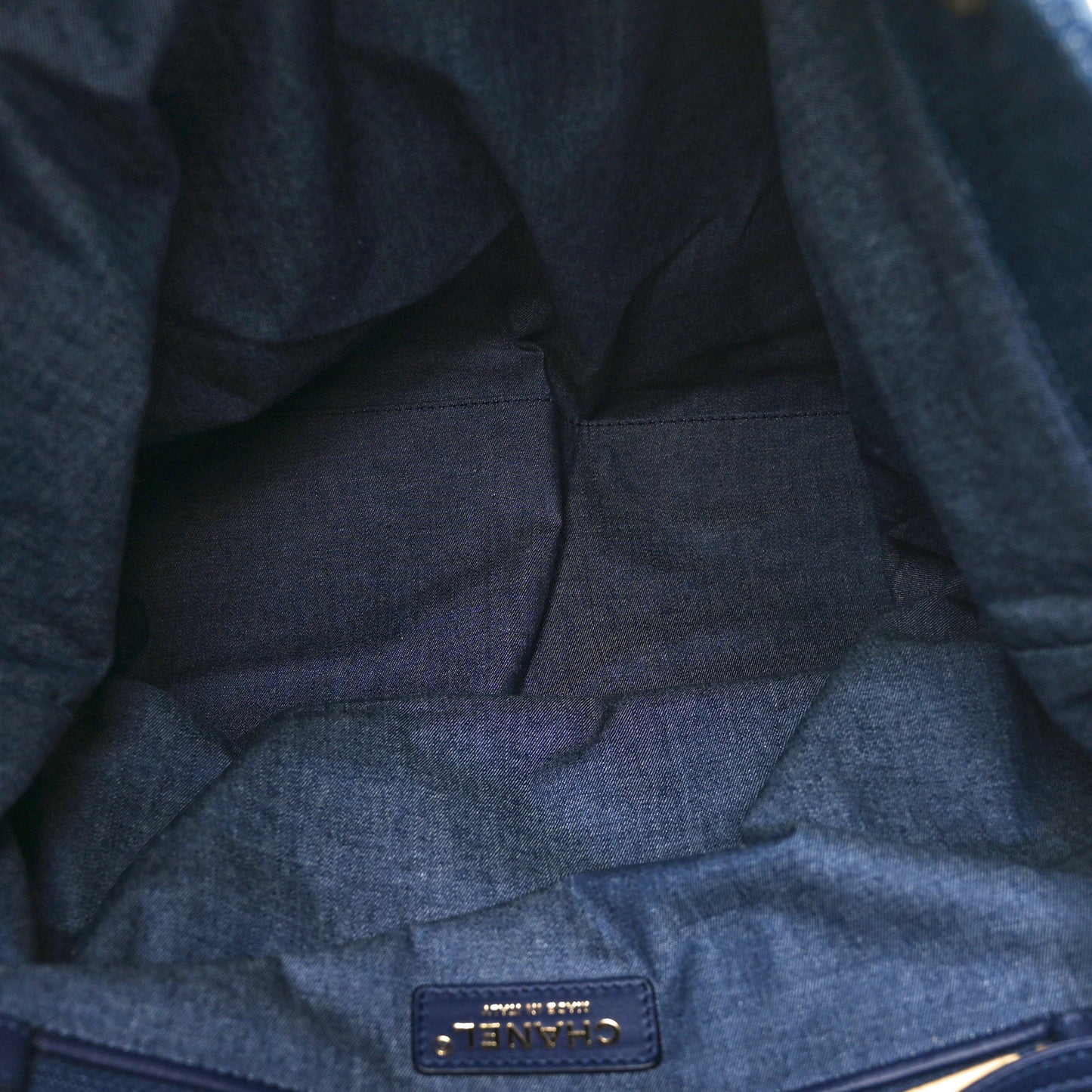 Denim Large Two Tone CC Shopping Tote Blue