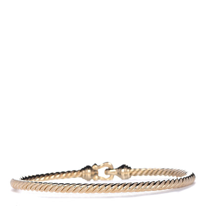 David Yurman 18K Yellow Gold Diamond 3.5mm Cable Buckle Bracelet 3 of 6