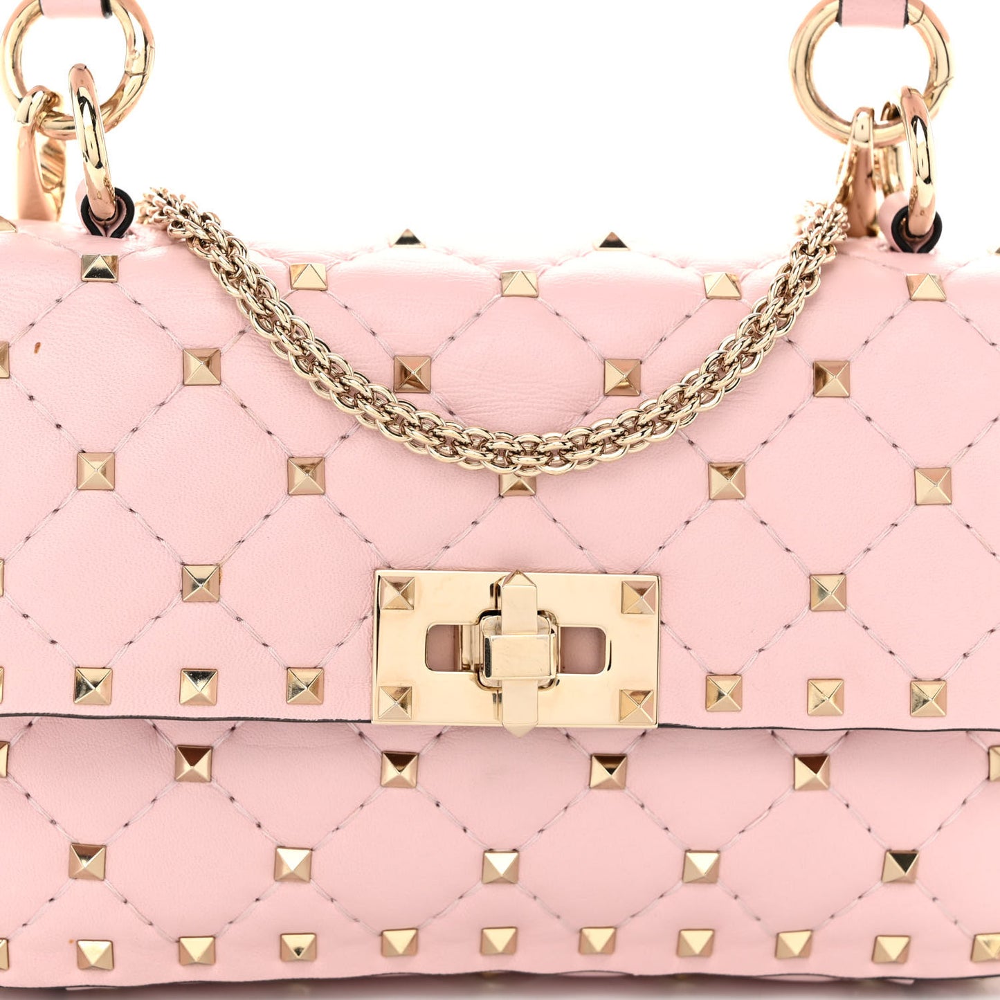 Nappa Small Rockstud Spike Shoulder Bag Water Rose