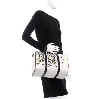 Gucci GG Plus Monogram Embellished Medium Joy Boston White Black 2 of 13