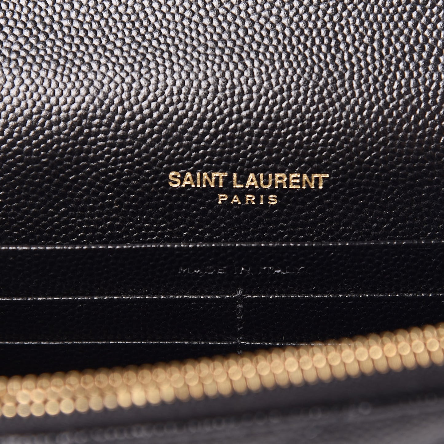 Grain De Poudre Matelasse Chevron Monogram Envelope Chain Wallet Black