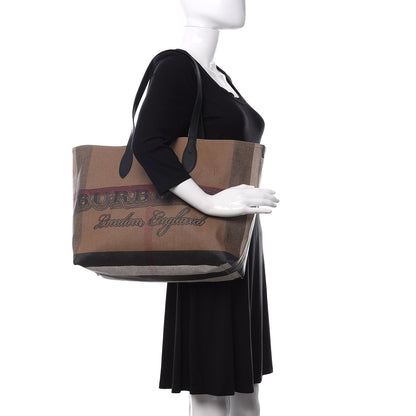 Burberry Coated Canvas Mega Check Medium Doodle Tote Black 2 of 8