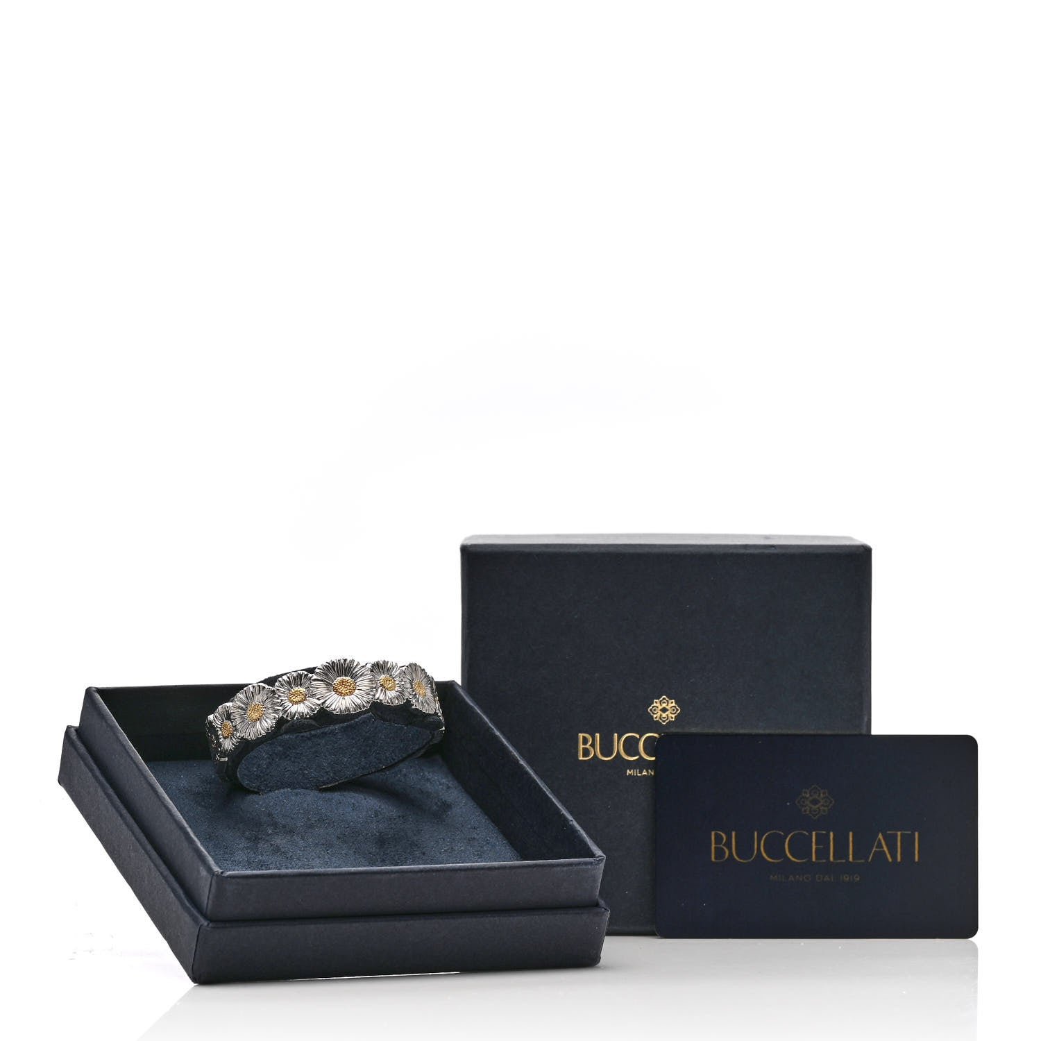 Buccellati Sterling Silver Vermeil Blossoms Daisy Narrow Cuff Bracelet 4 of 4