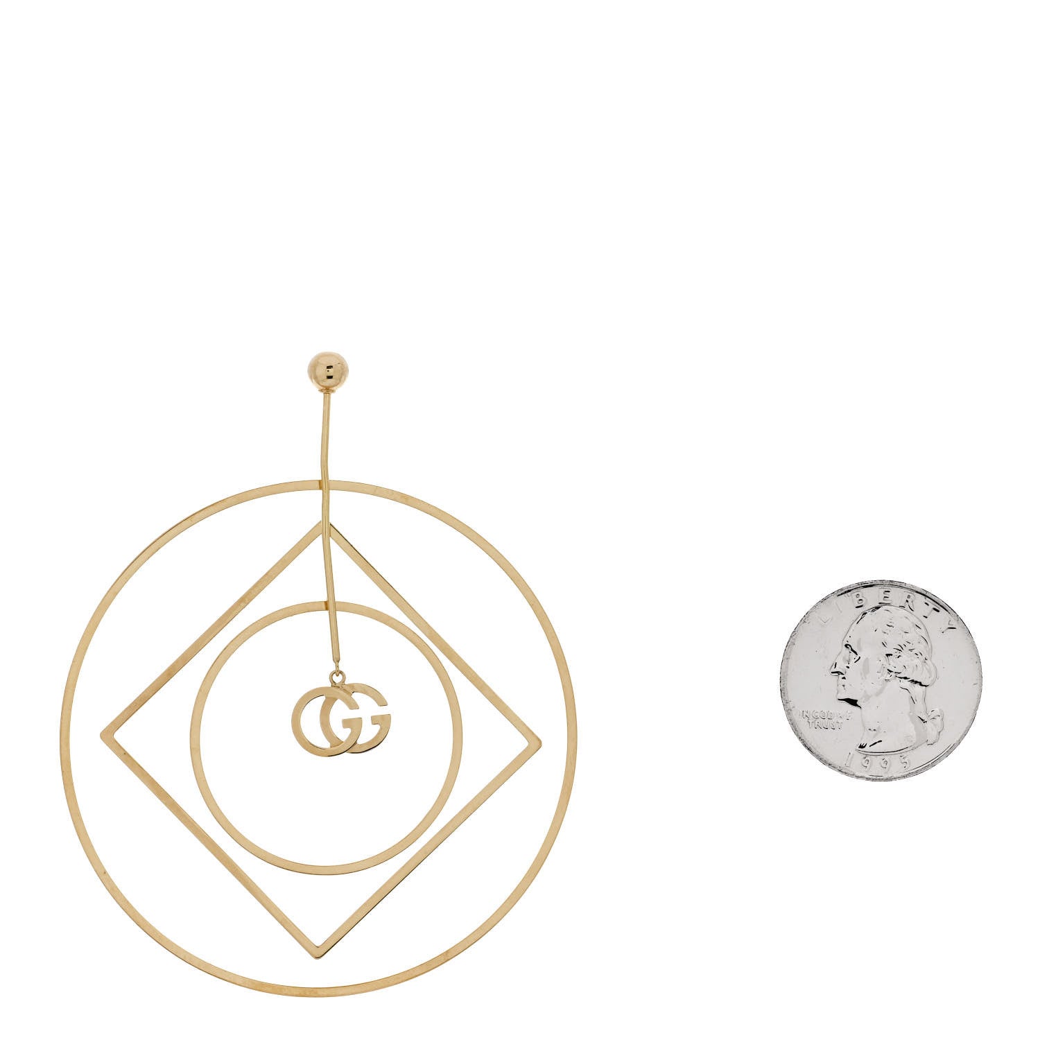 Gucci 18K Yellow Gold Running G Square Round Single Earring 4 of 7