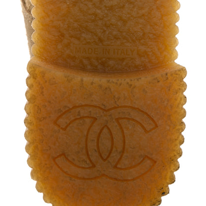 Chanel Suede Calfskin Velvet Laminated Quilted CC Combat Boots 37.5 Beige Yellow Gold 8 of 9