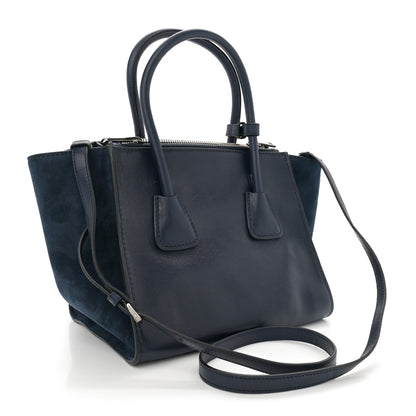 Prada Glace Calf Scamosciato Twin Pocket Tote Baltico 3 of 11