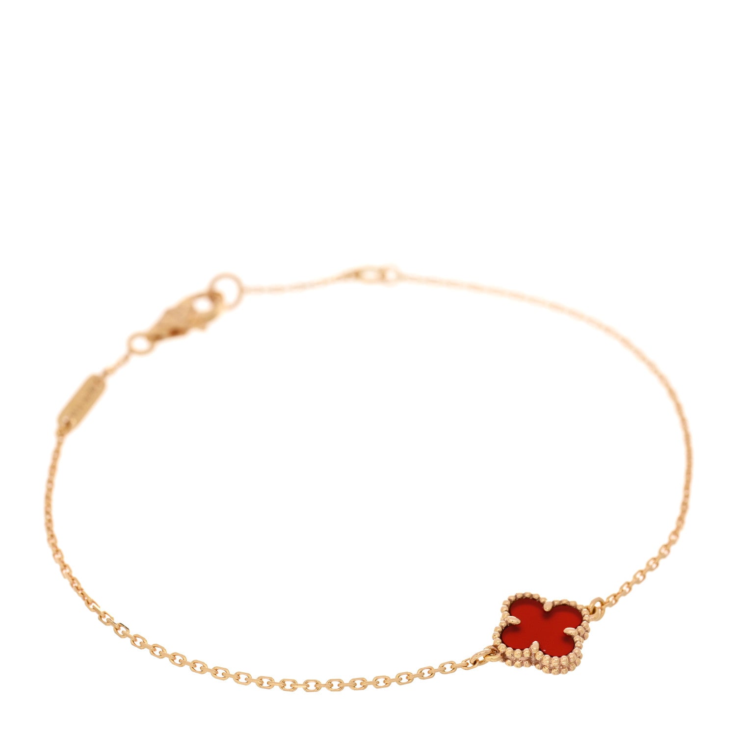 Van Cleef & Arpels 18K Rose Gold Carnelian Sweet Alhambra Bracelet 1 of 4