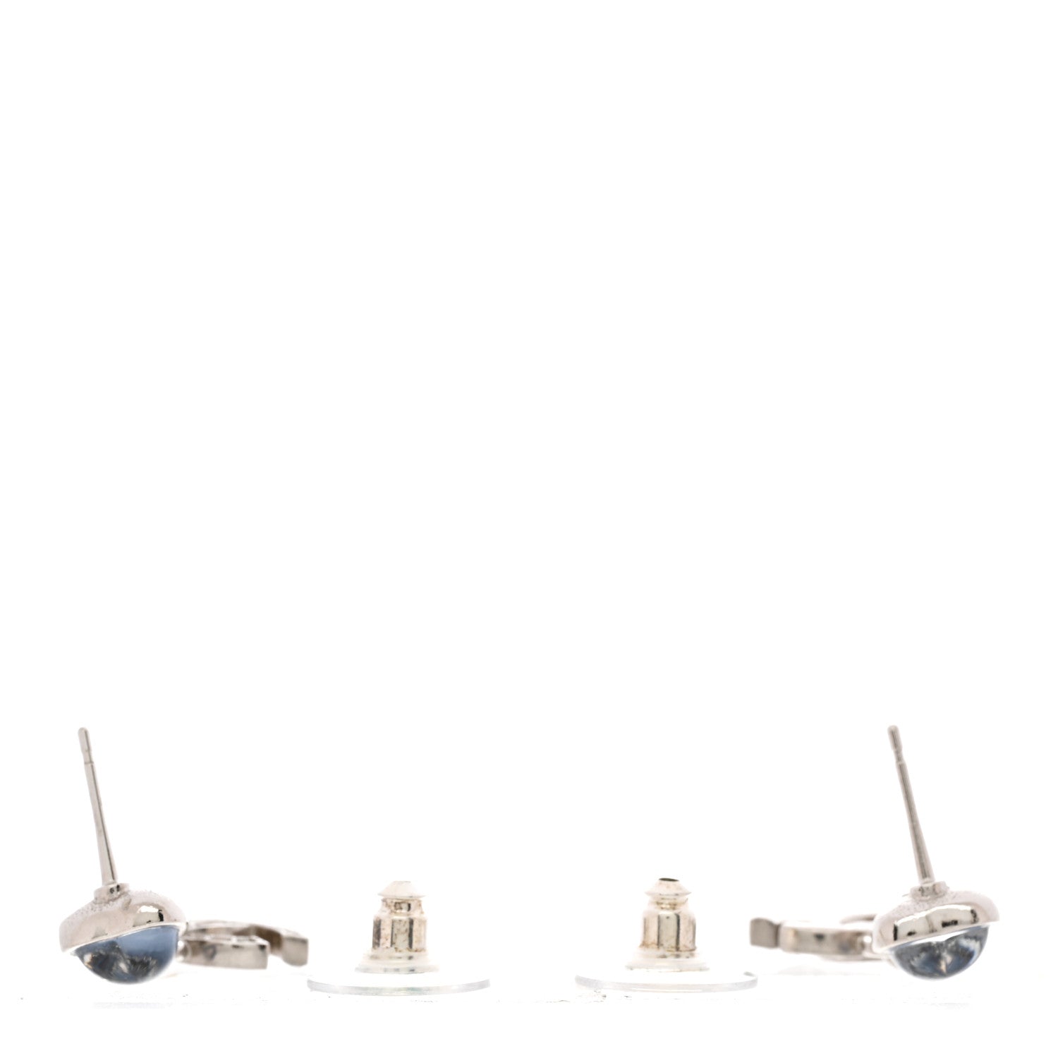 Chanel Crystal Resin CC Heart Drop Earrings Silver Blue 3 of 5