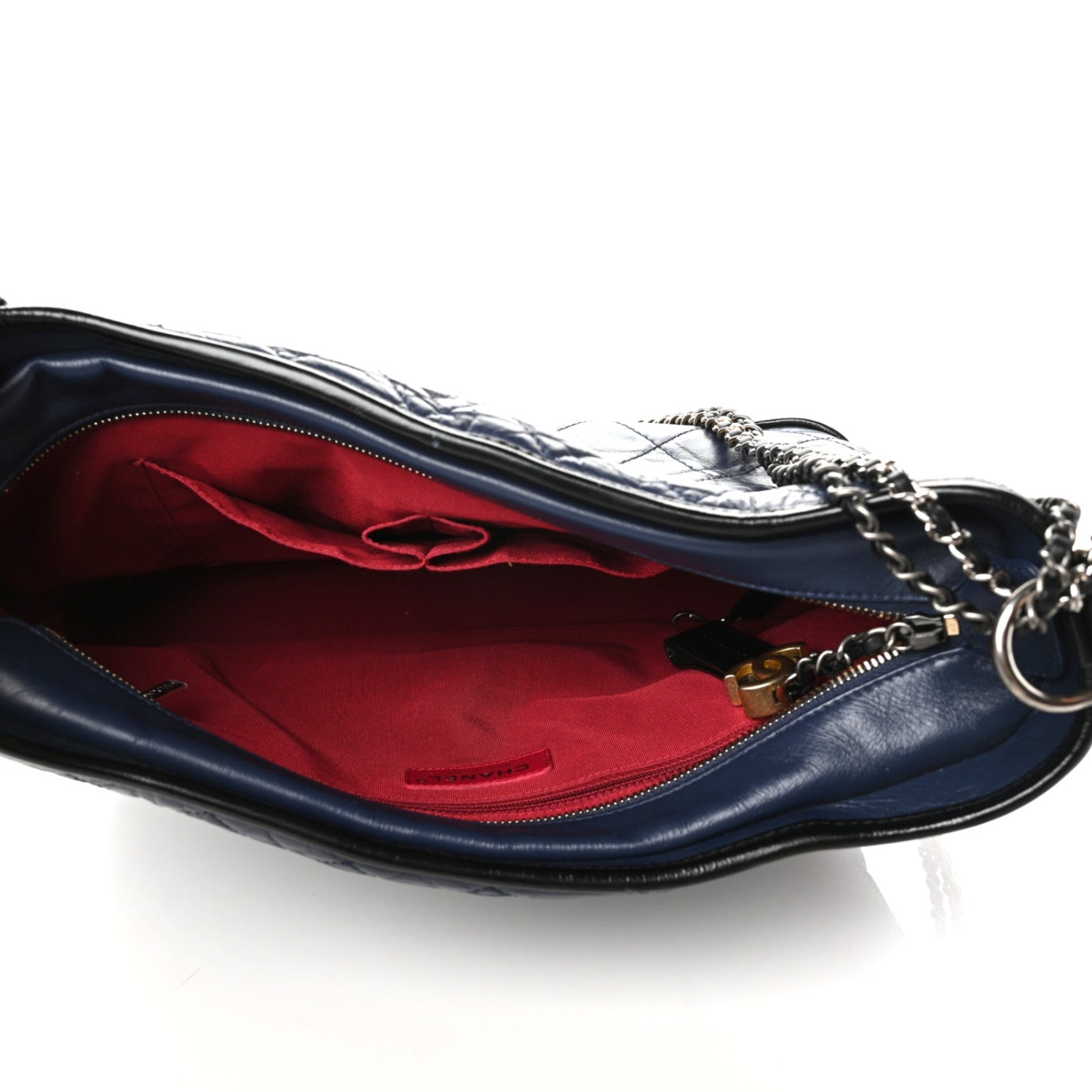 Chanel Aged Calfskin Quilted Large Gabrielle Hobo Navy Black 5 of 10