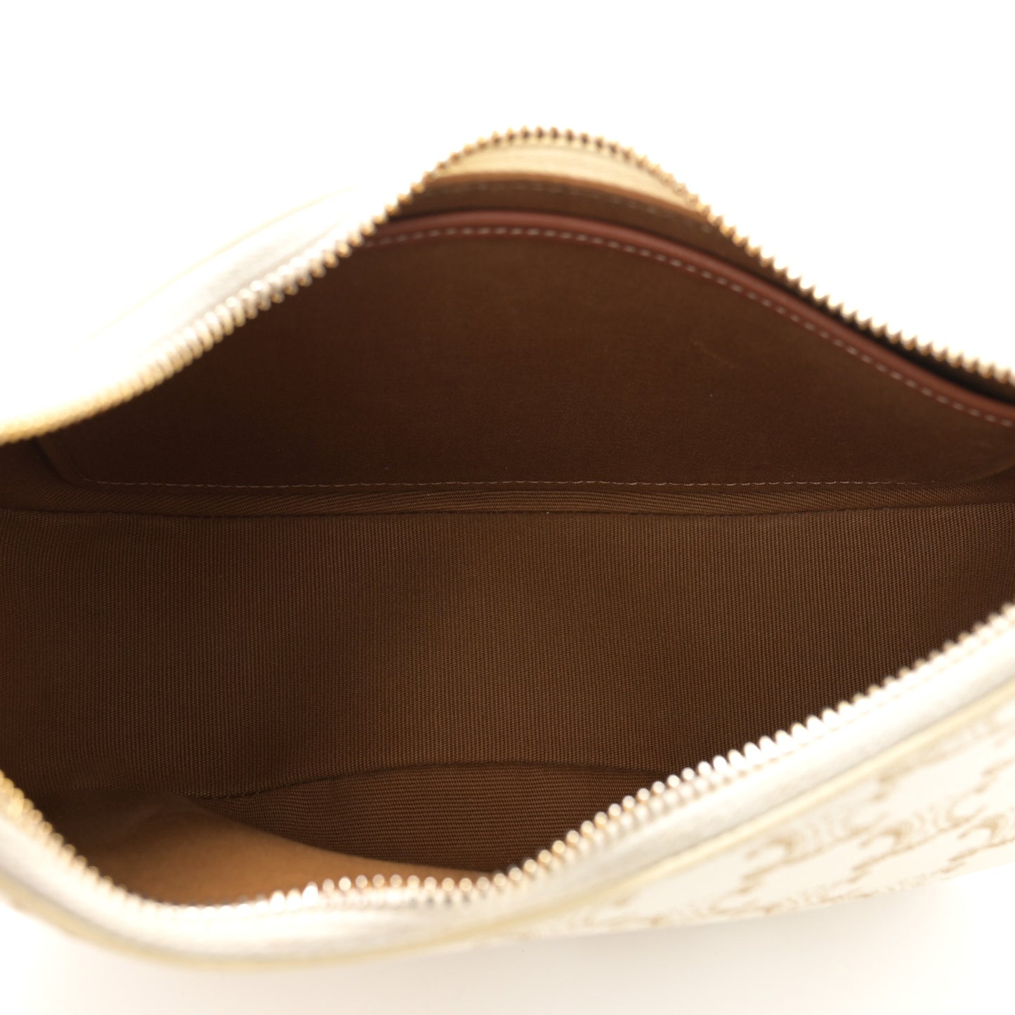 Canvas Calfskin Ava Triomphe Shoulder Bag White