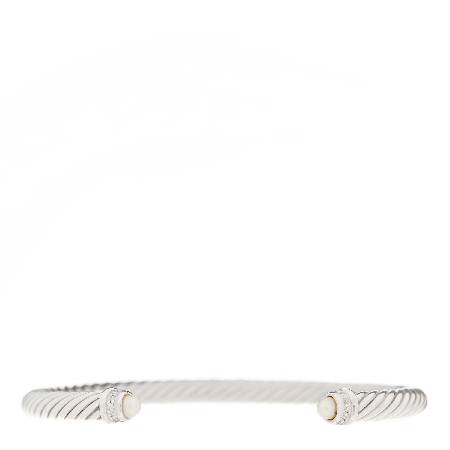 David Yurman Sterling Silver Diamond Pearl 5mm Cable Classics Bracelet 1 of 4