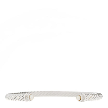 David Yurman Sterling Silver Diamond Pearl 5mm Cable Classics Bracelet 1 of 4