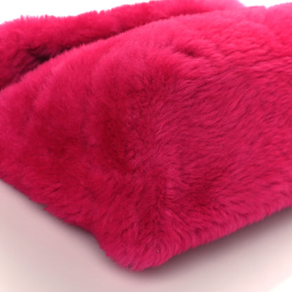 Saint Laurent Merino Shearling Lambskin Quilted Small Loulou Puffer Monogram Chain Satchel Fuchsia 9 of 10