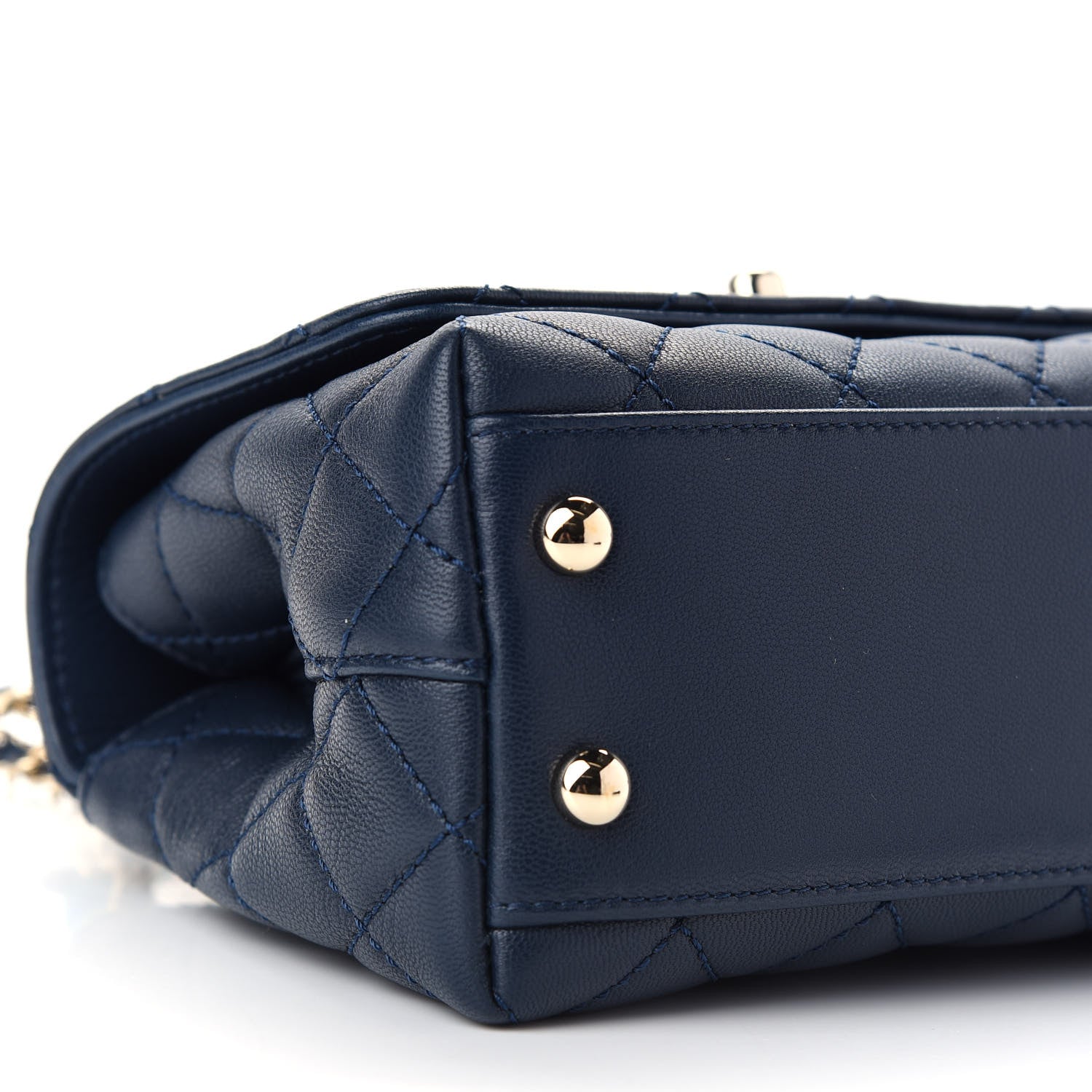 Chanel Goatskin Quilted Extra Mini Rainbow Coco Handle Flap Navy Blue 8 of 11