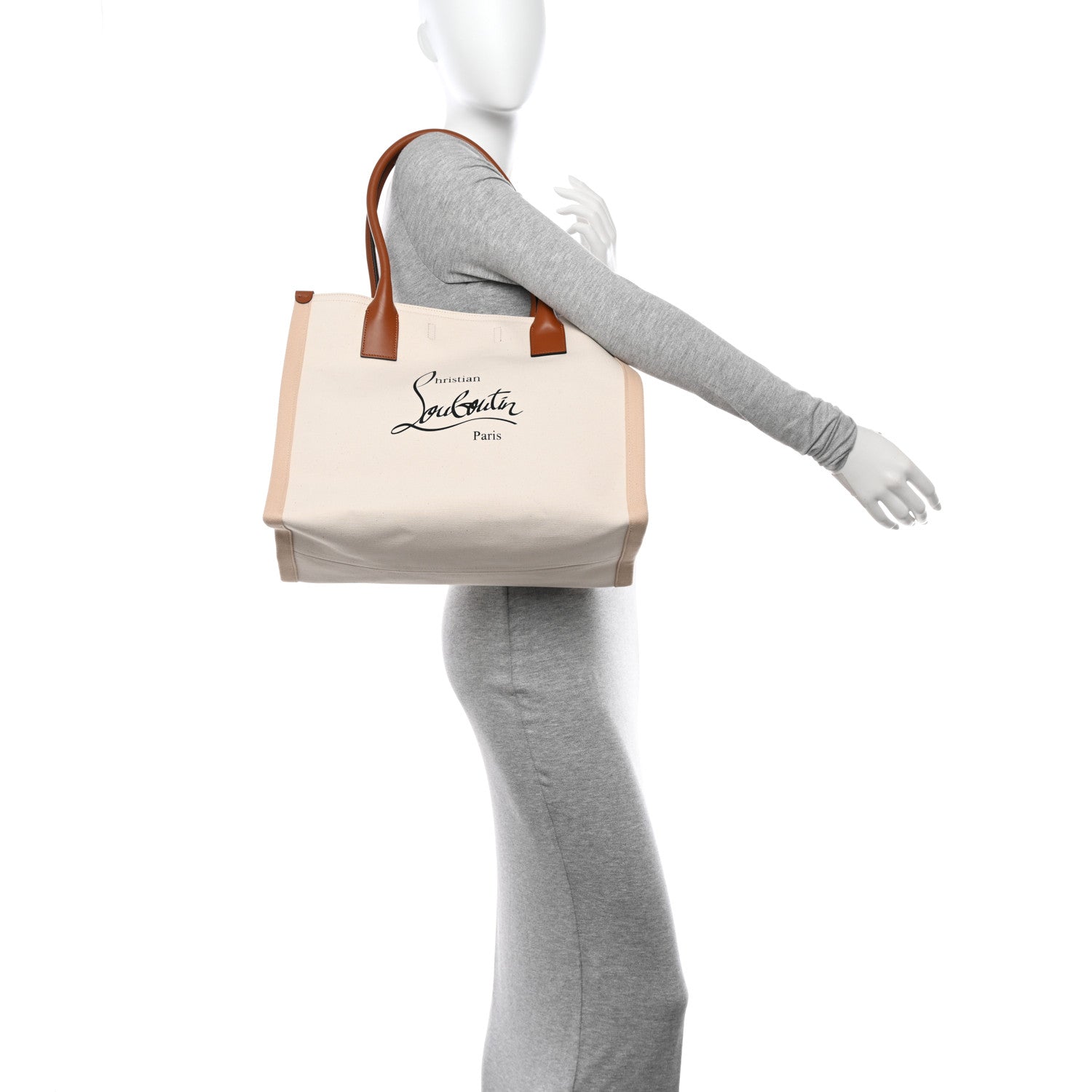 Christian Louboutin Canvas Nastroloubi Tote Natural Black 2 of 9