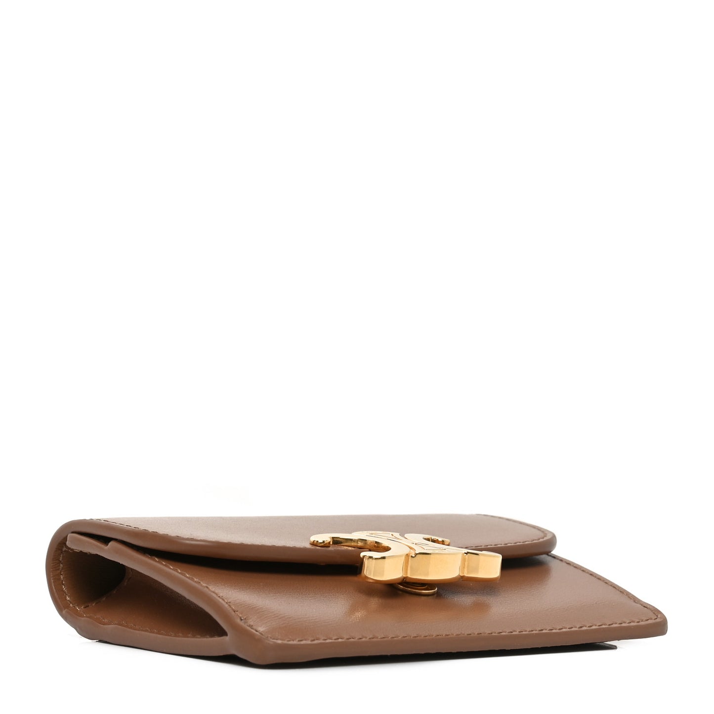 Shiny Calfskin Triomphe Flap Card Holder