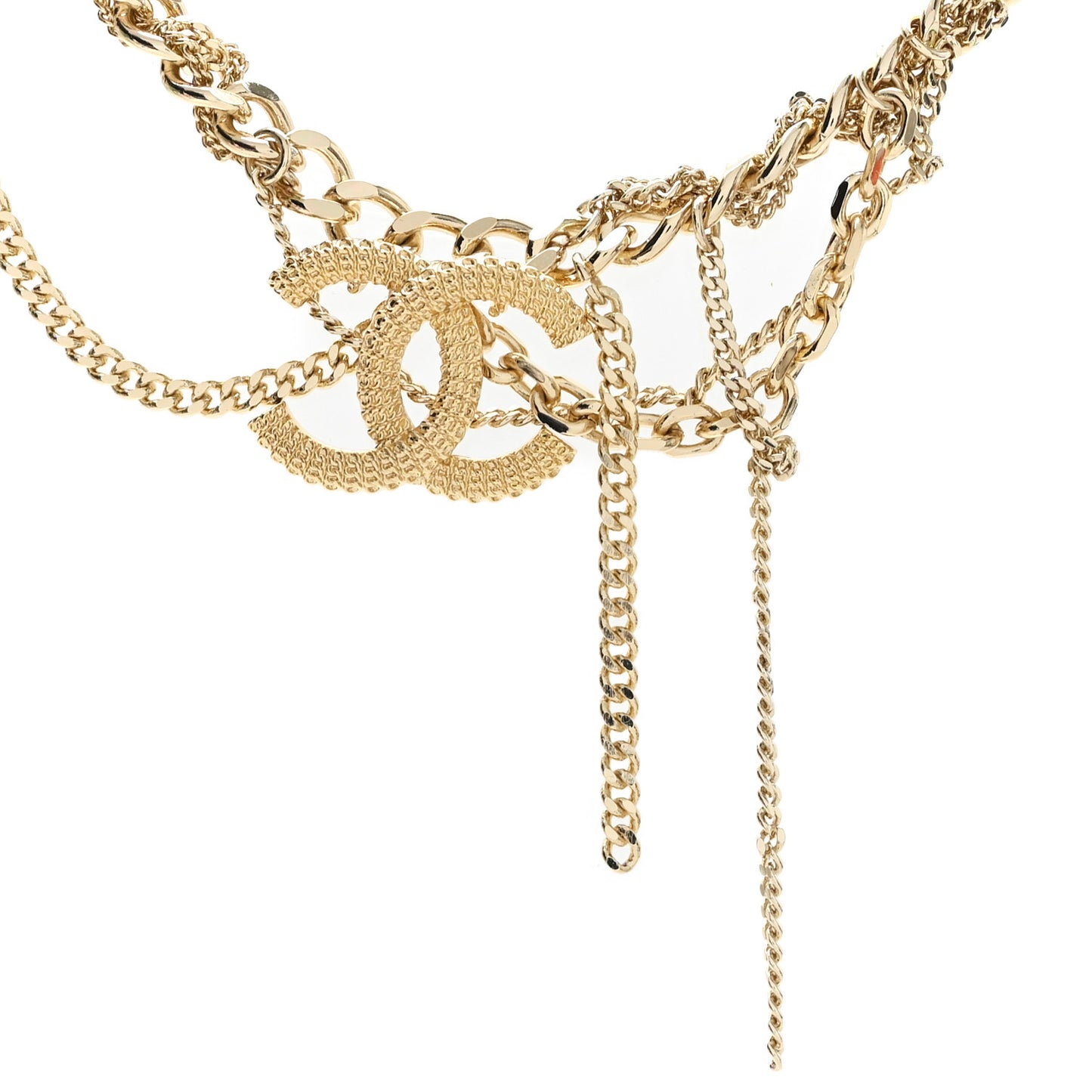 Metal Chain Link CC Multi Strand Choker Necklace Gold