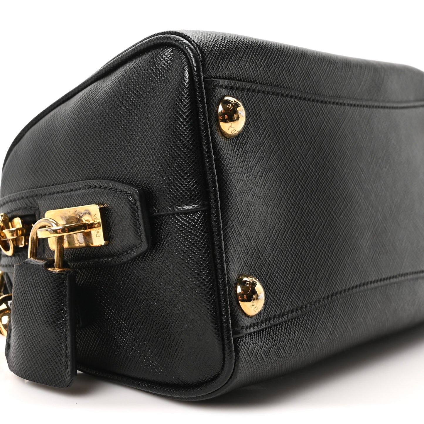 Saffiano Lux Mini Boston Crossbody Bag Black
