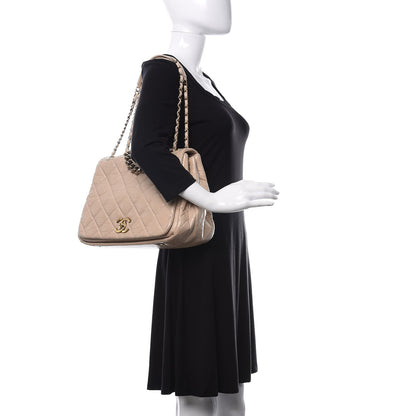Chanel Aged Calfskin Quilted Large Pondichery Flap Beige 2 of 12