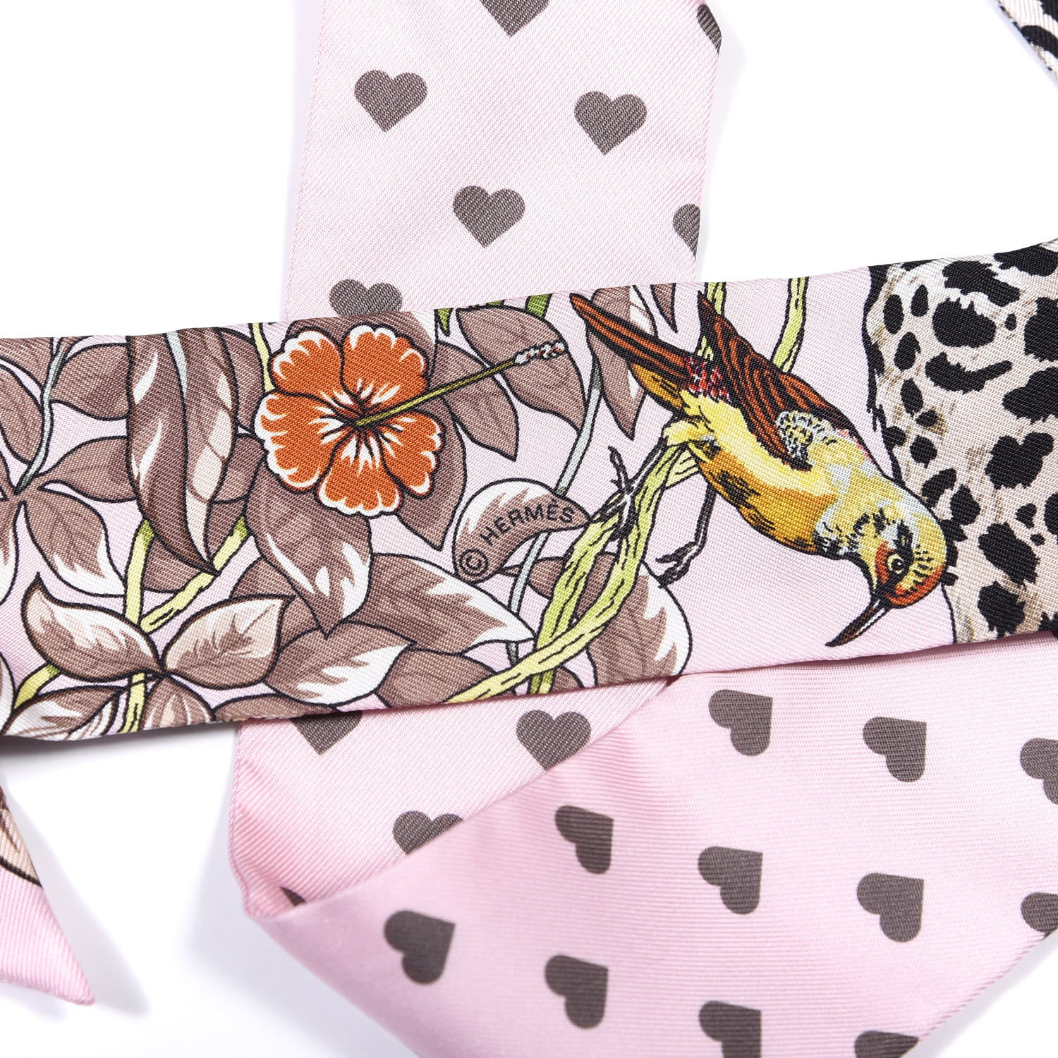 Hermes Silk Jungle Love Love Twilly Rose Pale Etoupe 2 of 5