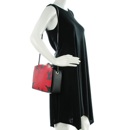 Alexander McQueen Calfskin Lotus Flower Legend Box Shoulder Bag Red Black 2 of 7