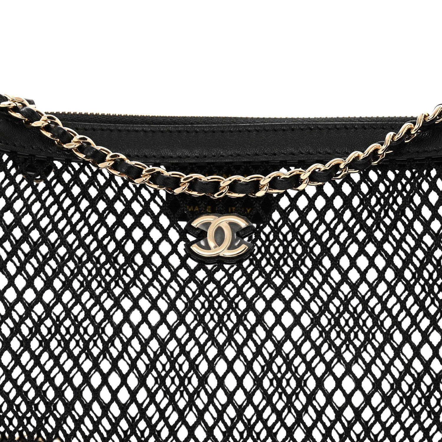 Chanel Mesh Shiny Lambskin Clutch With Chain Black 9 of 13