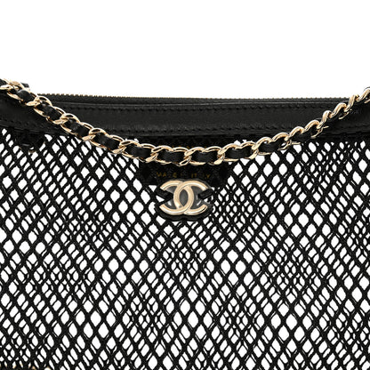 Chanel Mesh Shiny Lambskin Clutch With Chain Black 9 of 13